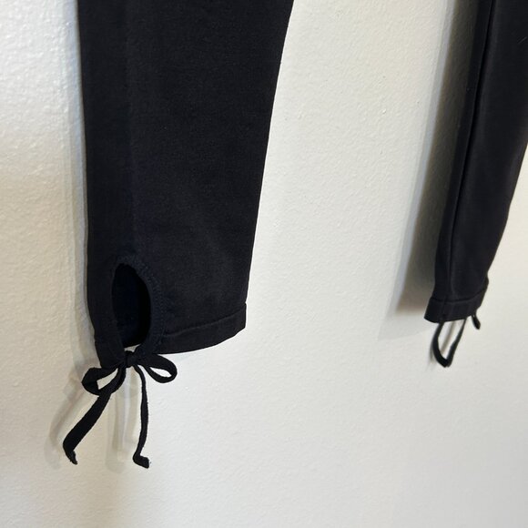 BLACK VERY  HIGH WAIST,  WARM LEGGINGS WITH BOWS ON ANKLES     SIZE XL - Picture 2 of 7